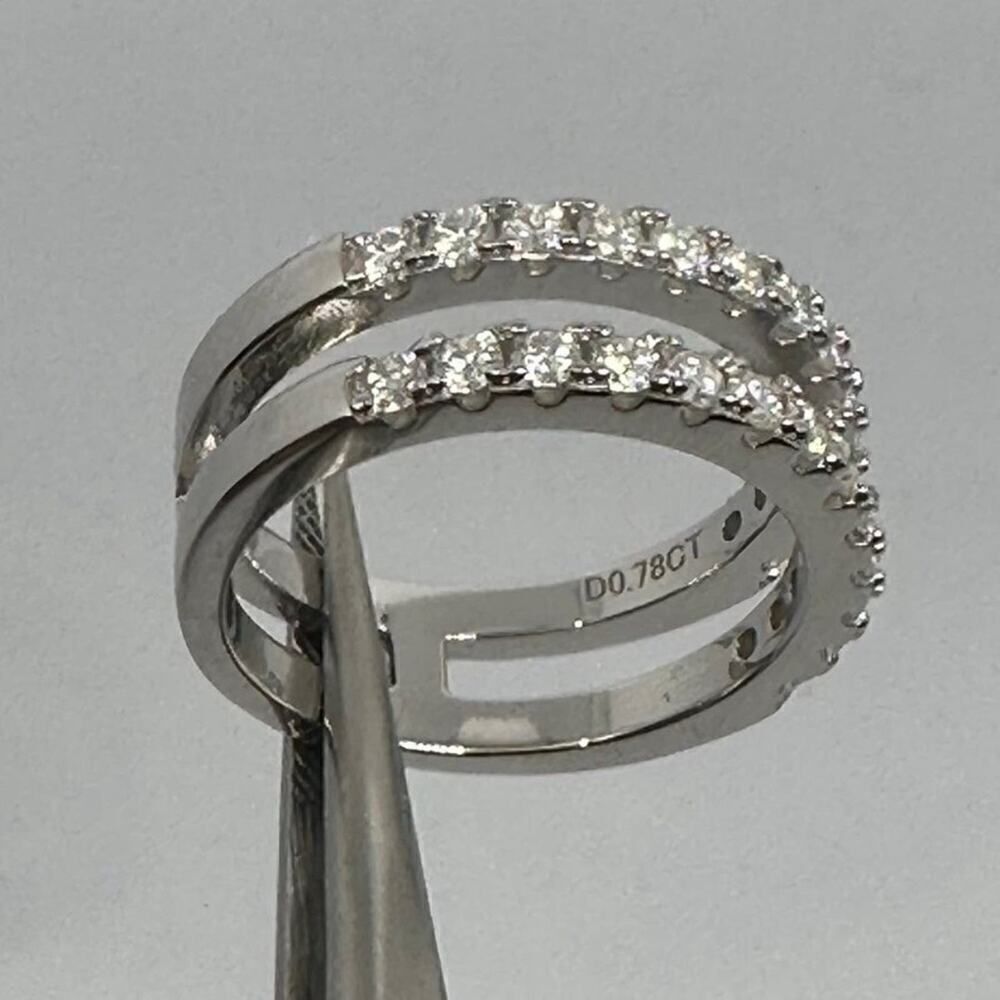 Moissanite Diamond Wedding Ring Enhancer GRA Double Row Band Brilliant Size 8